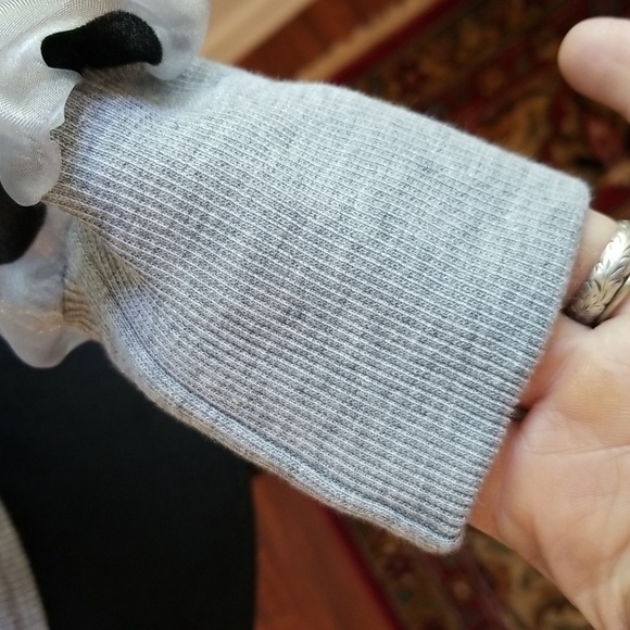 CBR Puff Organza Dot Ribbed Mock Top Grey Small - Picture 4 of 7